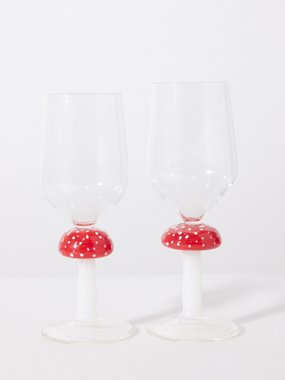Les Ottomans Set of two Mushroom wine glasses