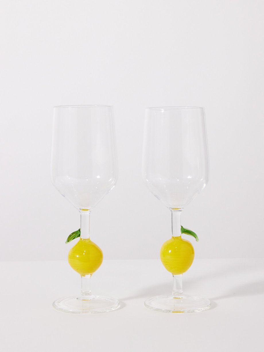Les Ottomans Set of two Lemon wine glasses