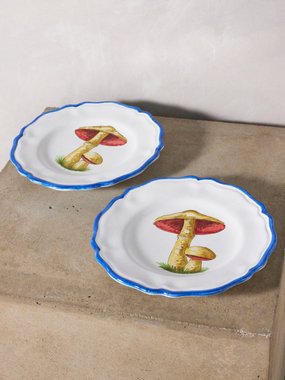 Les Ottomans Set of two Mushroom ceramic side plates