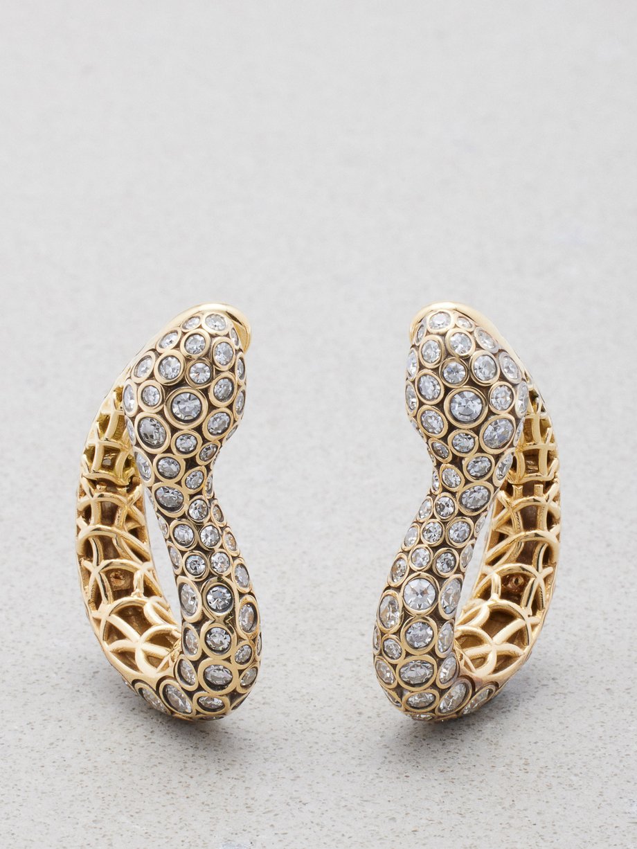 Gold Snake diamond 18kt gold earrings | Selim Mouzannar | MATCHES UK