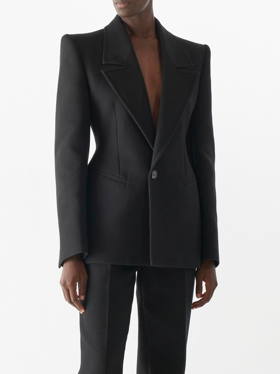 Black Padded-shoulder suit jacket | Bottega Veneta | MATCHES UK