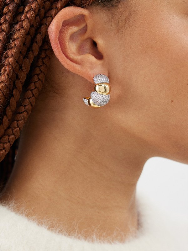 Joolz by Martha Calvo Angelina Croissant crystal & gold-plated earrings