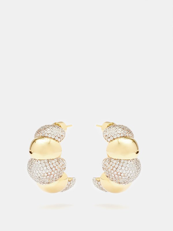 Joolz by Martha Calvo Angelina Croissant crystal & gold-plated earrings