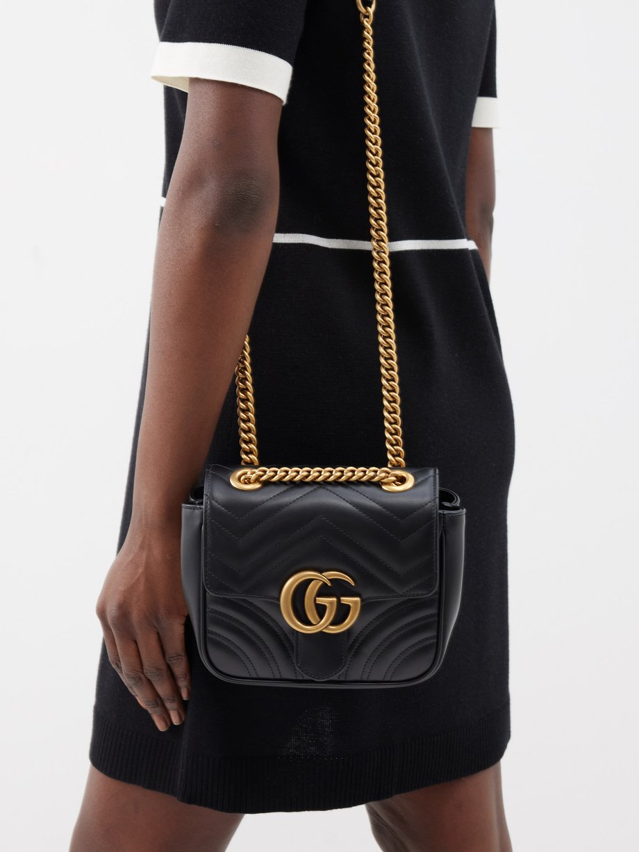 Black GG Marmont mini matelassé-leather shoulder bag, Gucci