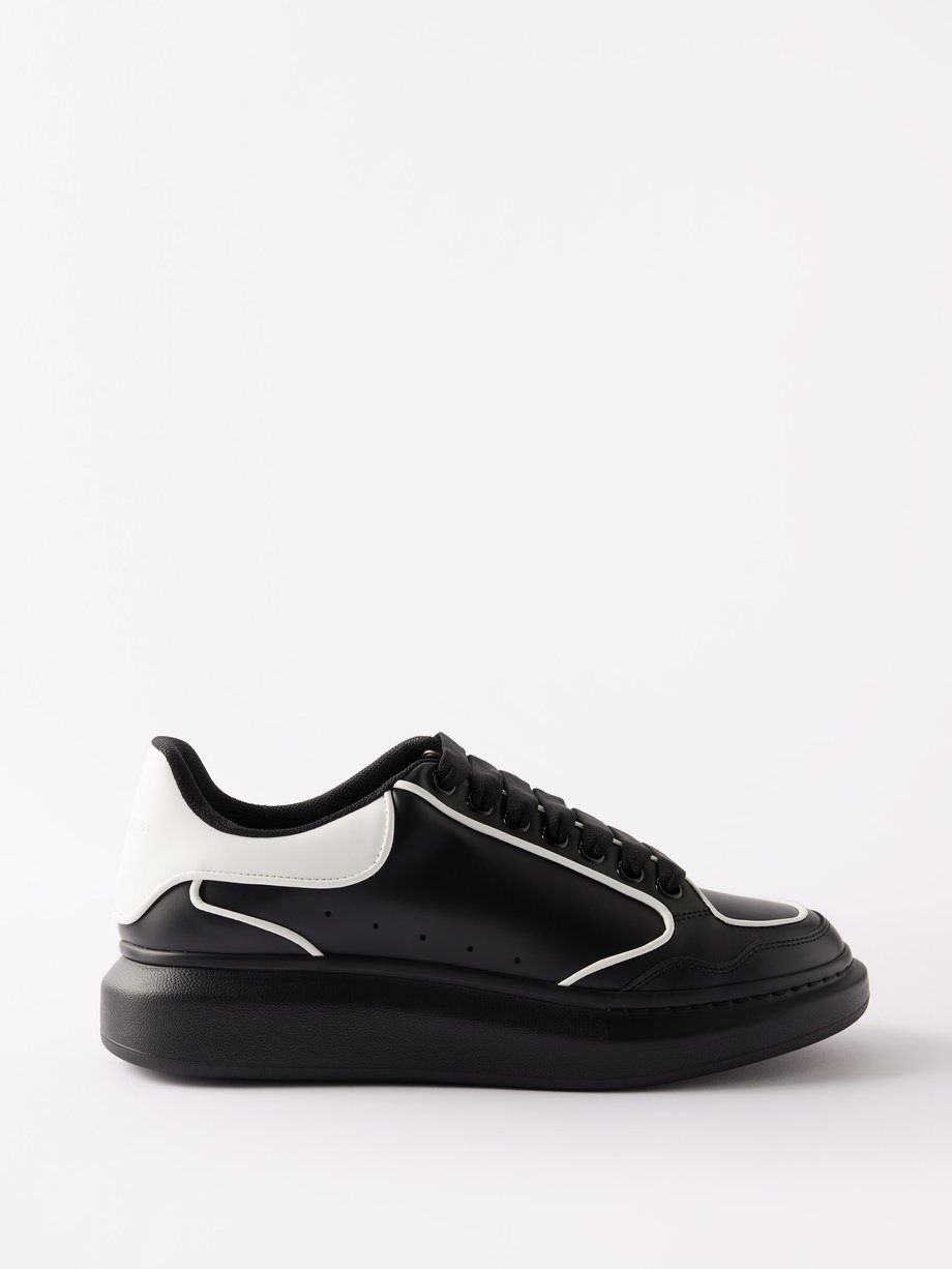 Oversized Leather Sneakers in Black - Alexander Mc Queen