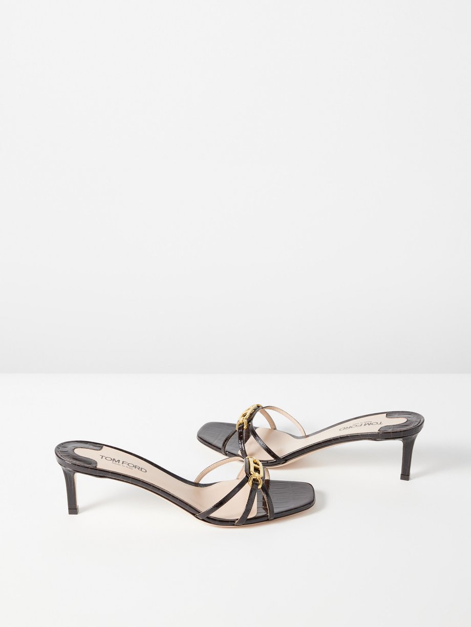 Tom Ford Whitney 55 crocodile-effect leather mules