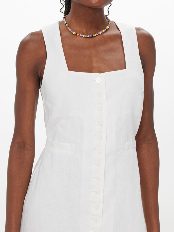 White Marinia square-neck linen mini dress, Faithfull The Brand