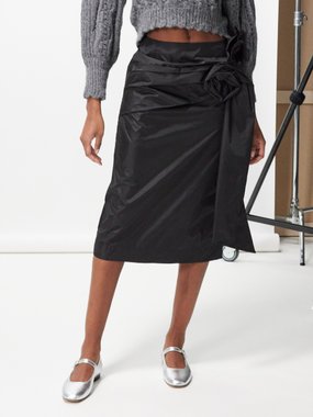 Simone Rocha Rose-appliqué technical-nylon pencil skirt