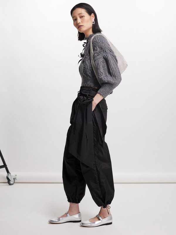 Simone Rocha Rose-appliqué nylon trousers