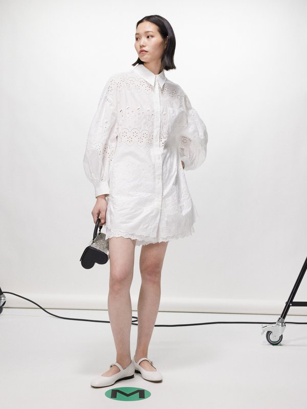 Simone Rocha Embroidered broderie-anglaise cotton-poplin dress