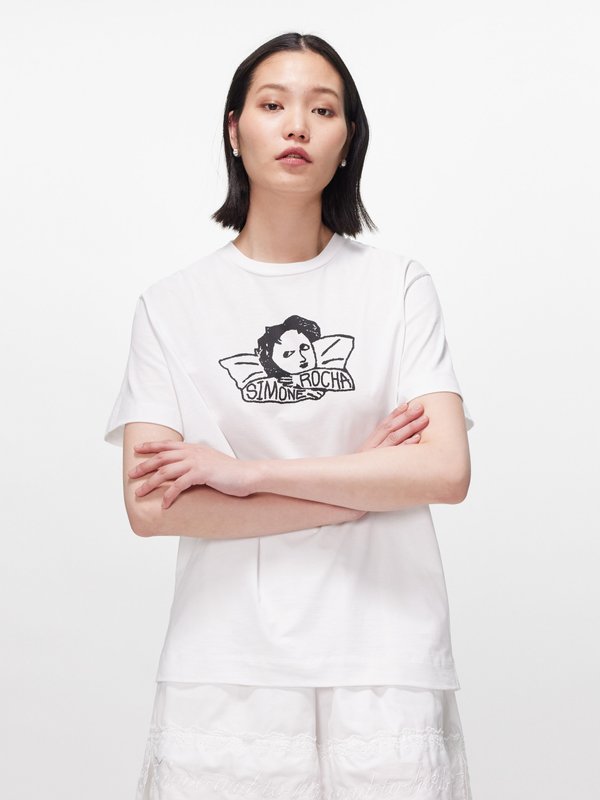 Simone Rocha Angel Baby-print cotton-jersey T-shirt