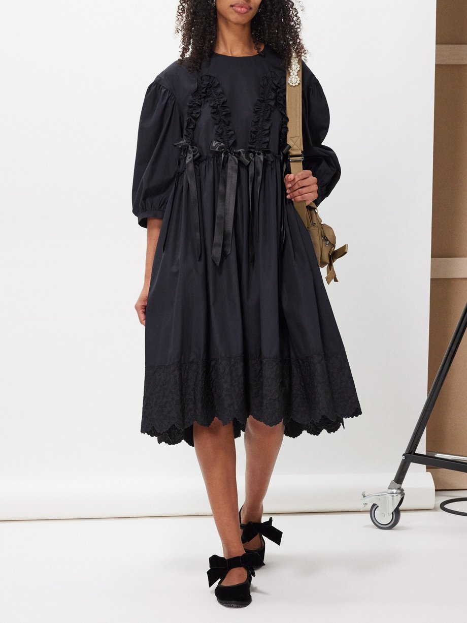 Simone Rocha Ruffle-trim cotton smock dress