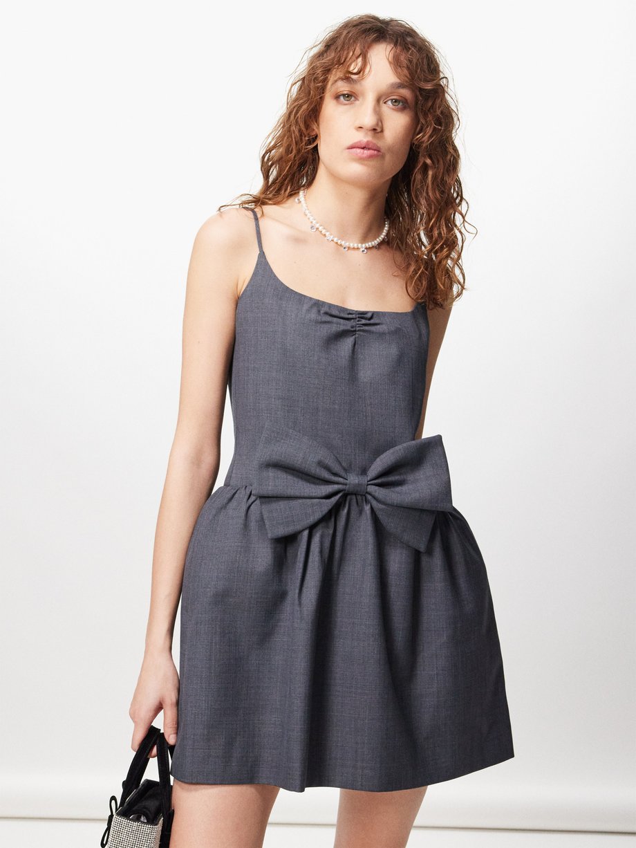 Grey Bow-waist twill mini dress | SHUSHU/TONG | MATCHES UK