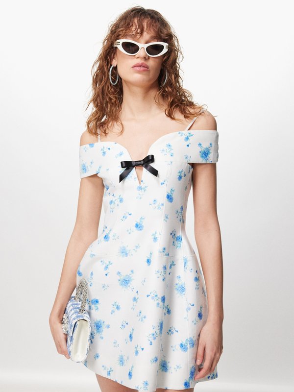 SHUSHU/TONG Off-the-shoulder floral-print cotton-blend dress