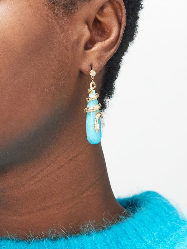 Jacquie Aiche Sophia diamond, turquoise & 14kt gold earrings