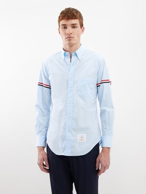 Thom Browne Tricolour-stripe cotton-poplin shirt