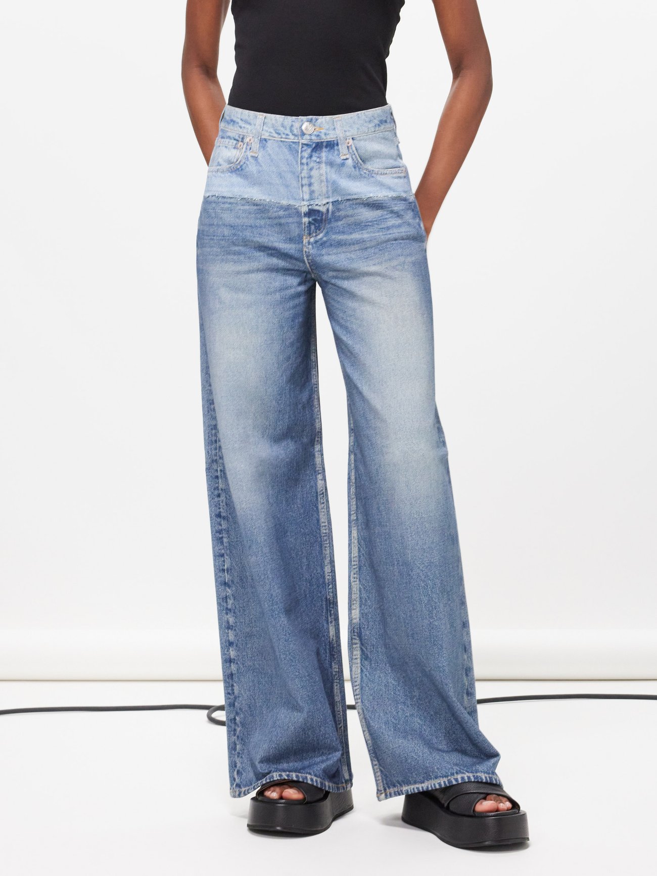 Blue Sofie two-tone wide-leg jeans, Rag & Bone