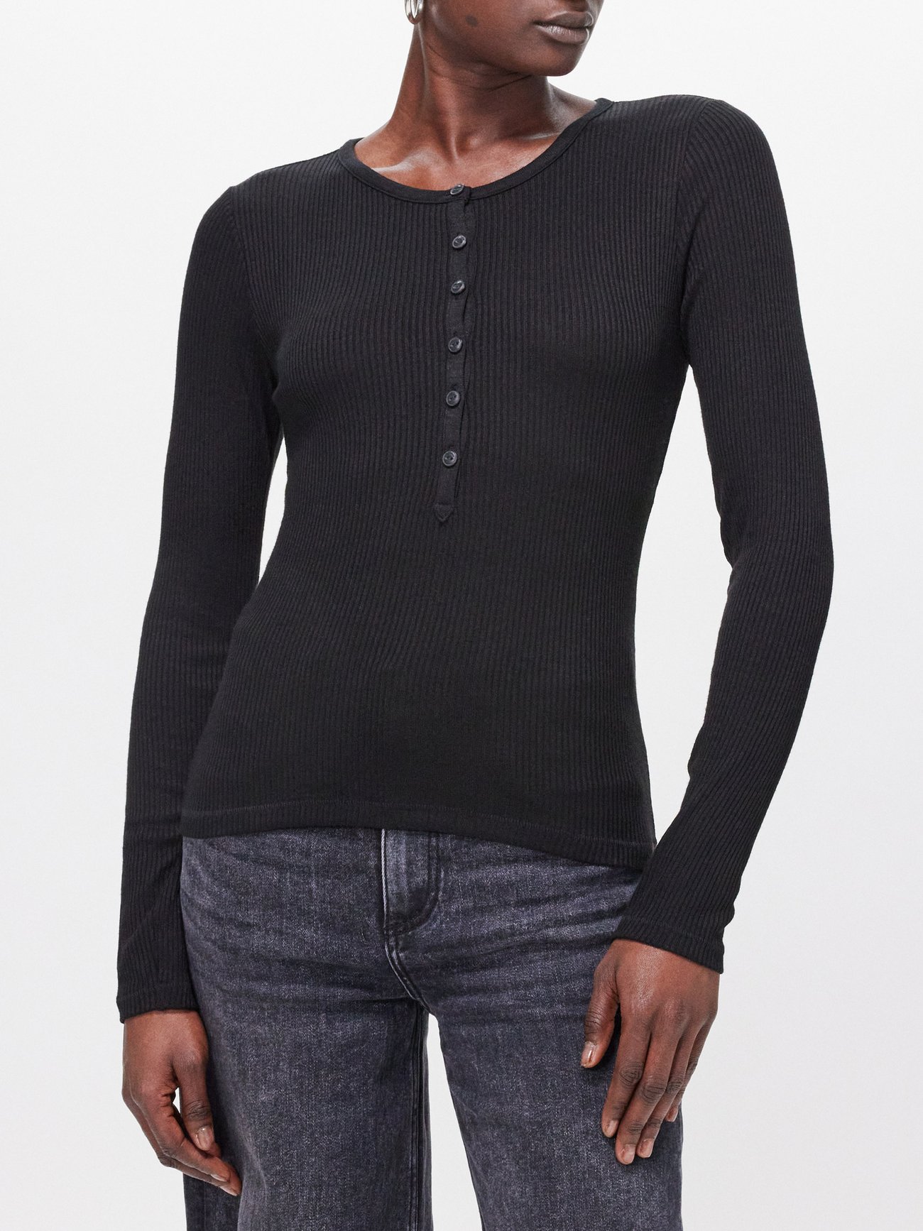 The Knit ribbed Henley top
