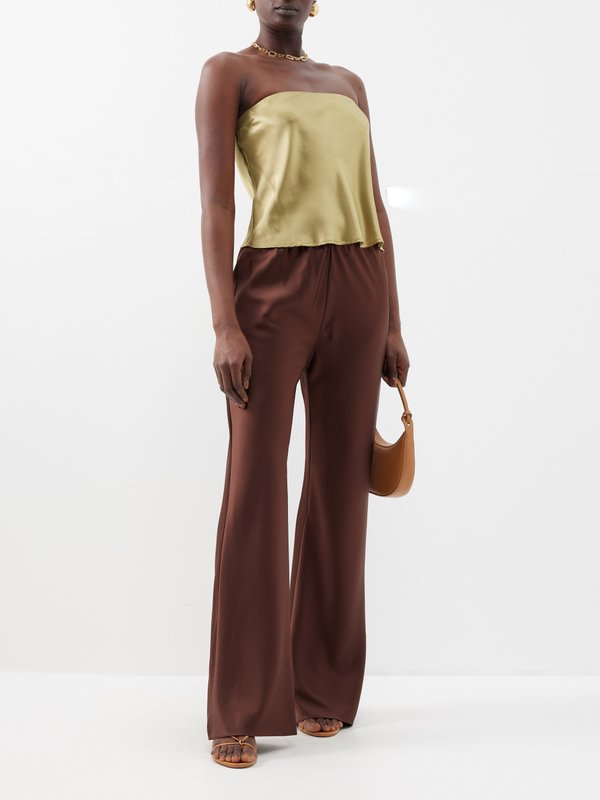 Black Gale satin wide-leg trousers, Reformation