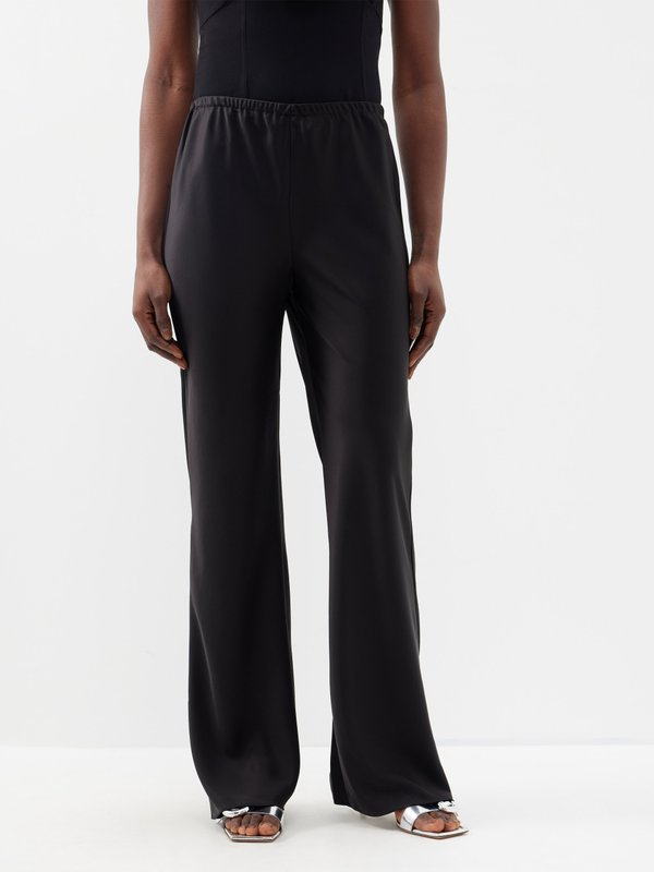 Black Gale satin wide-leg trousers | Reformation | MATCHES UK