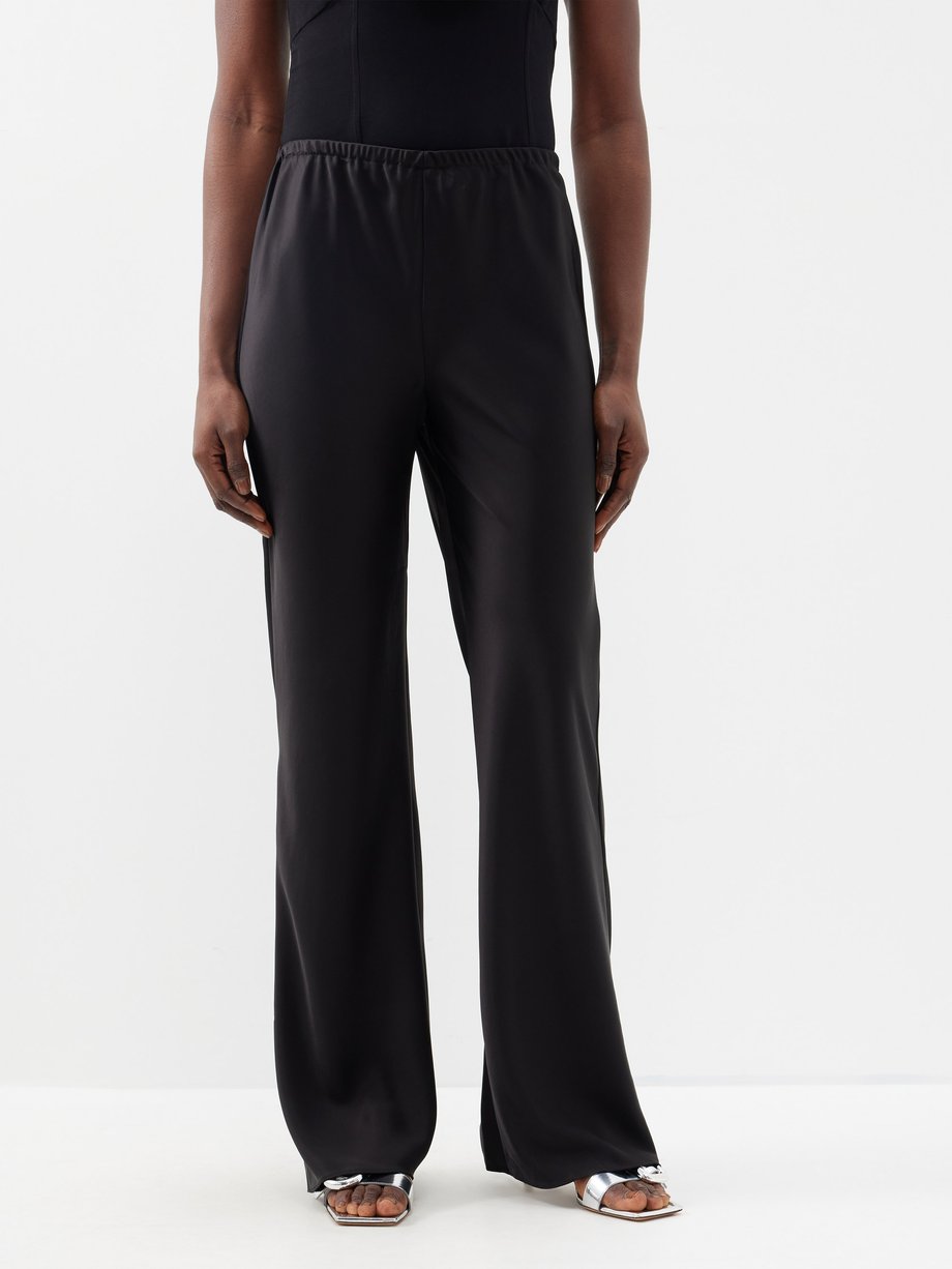 Black Gale satin wide-leg trousers, Reformation