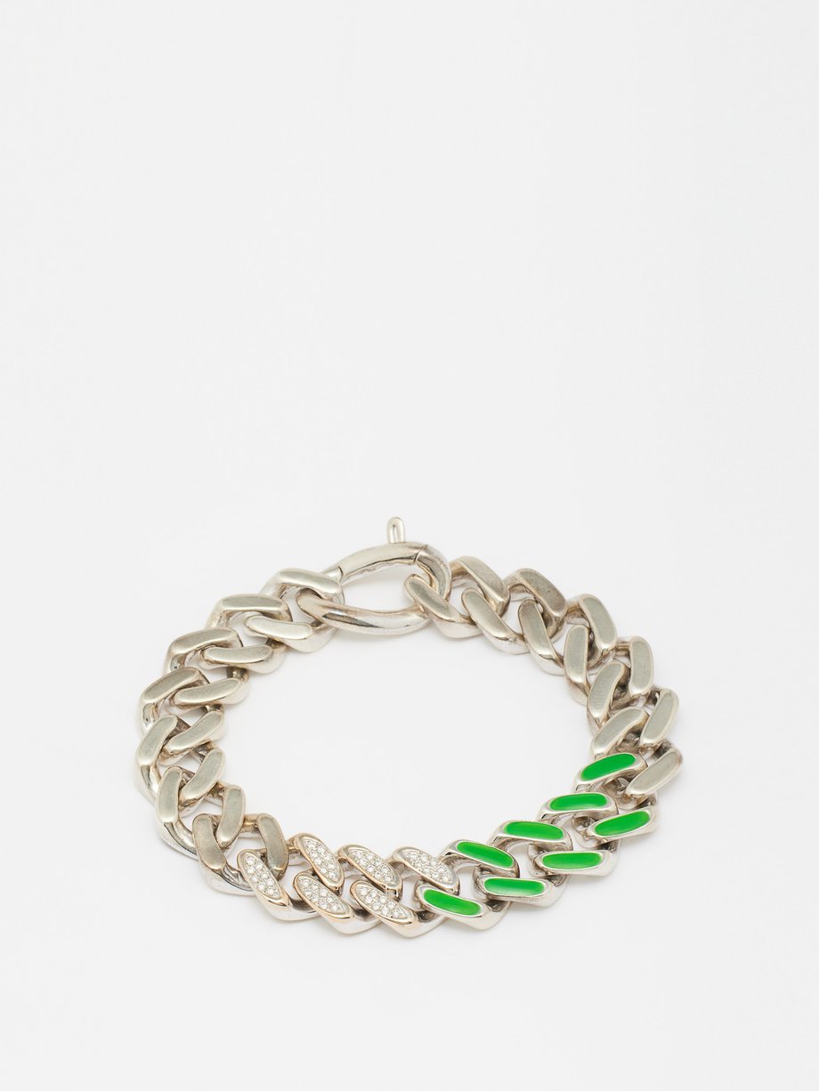 White Enamel Chain Link Bracelet