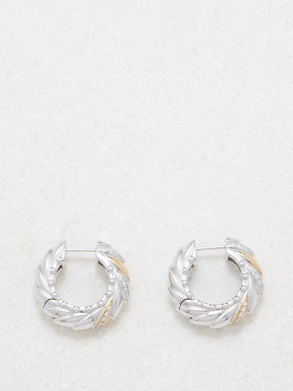 Rainbow K Ecailles Nano diamond & 14kt white gold earrings