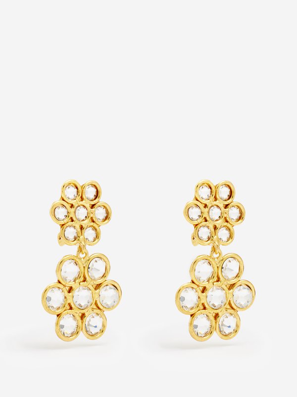 Sylvia Toledano Daisy crystal & gold-plated clip earrings