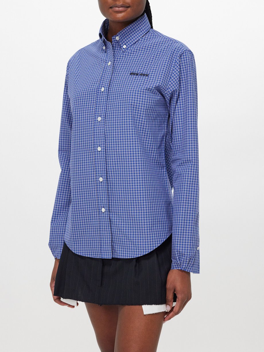 VETEMENTS logo-embroidered checked cotton shirt - Black