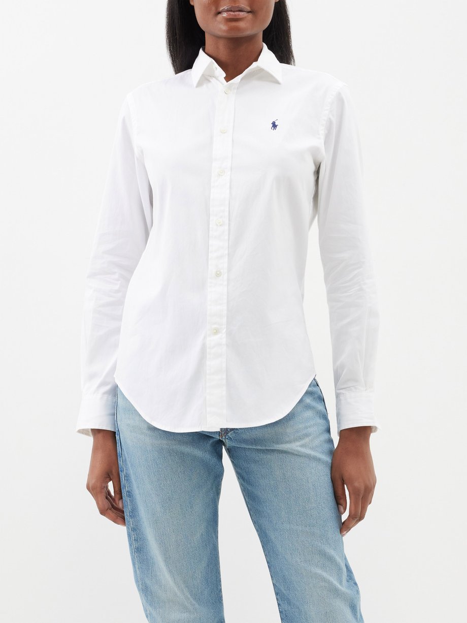 White Logo-embroidered cotton-poplin shirt | Polo Ralph Lauren | MATCHES UK