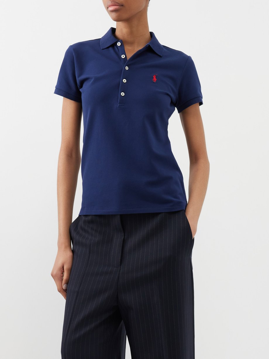 Polo Ralph Lauren - Julie Slim-Fit Cotton-Piqué Polo Shirt - Womens - Navy - XL