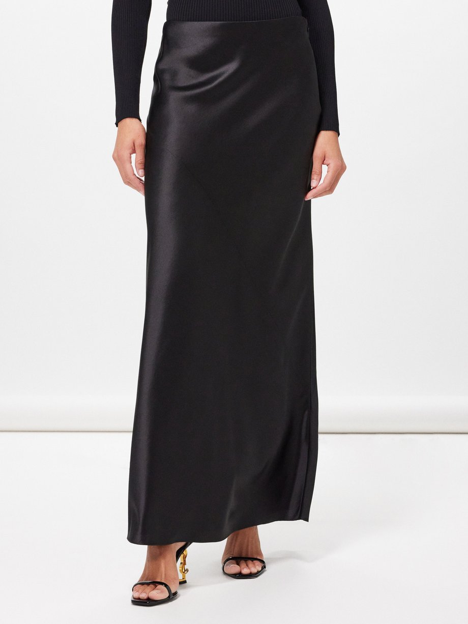 Black Silk-satin maxi skirt | Saint Laurent | MATCHES UK
