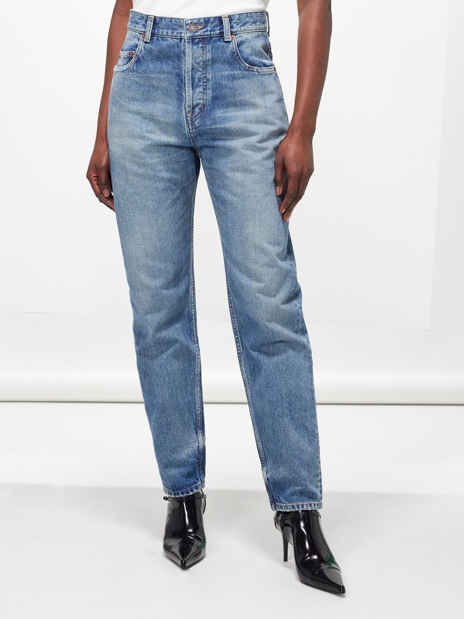 Blue Vanessa tapered-leg cotton jeans, Saint Laurent