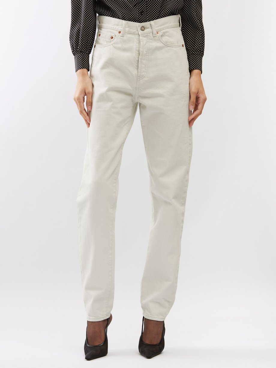 White High-rise tapered jeans | Saint Laurent | MATCHES UK