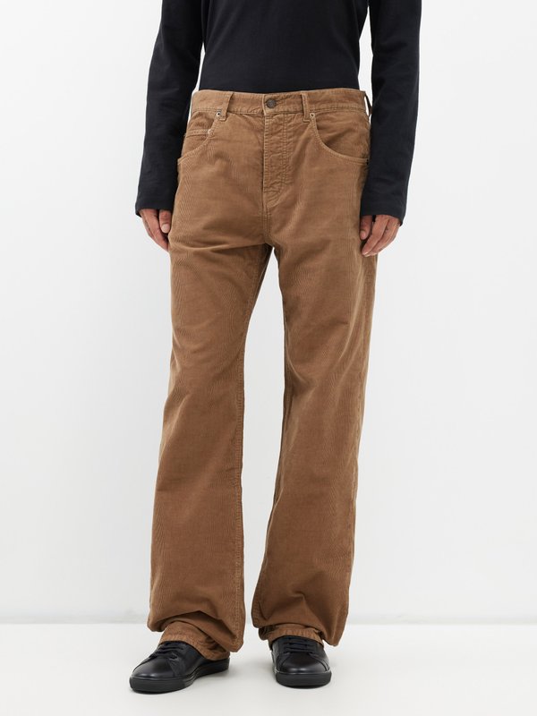 Brown Wide-leg cotton-corduroy trousers, Saint Laurent