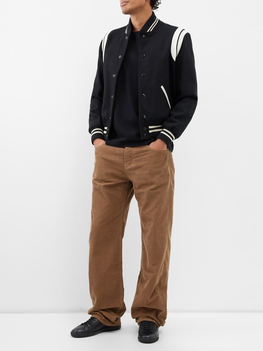 Brown Wide-leg cotton-corduroy trousers, Saint Laurent