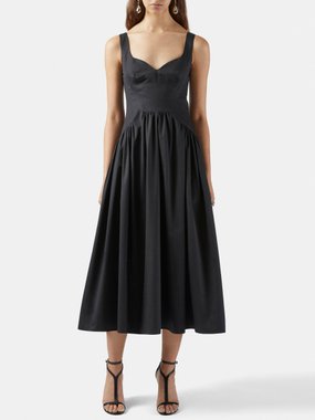 Alexander McQueen Gathered-skirt cotton-poplin midi dress