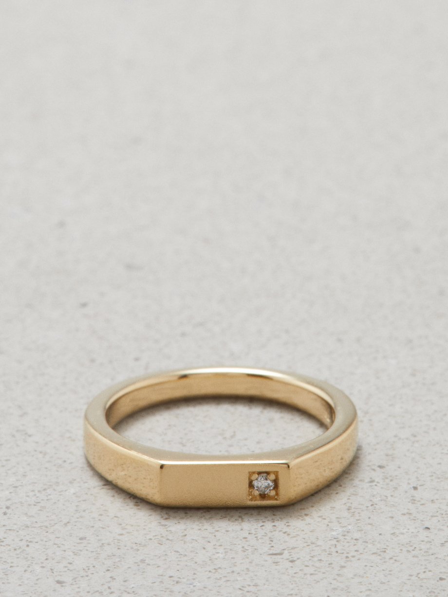 Miansai Slim Geo diamond & 14kt gold-vermeil ring