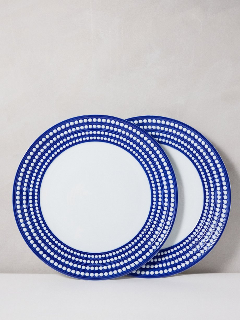L’Objet Set of two Perlée porcelain charger plates