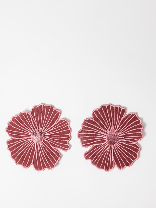 Sensi Studio Set of two Hibiscus embroidered coasters