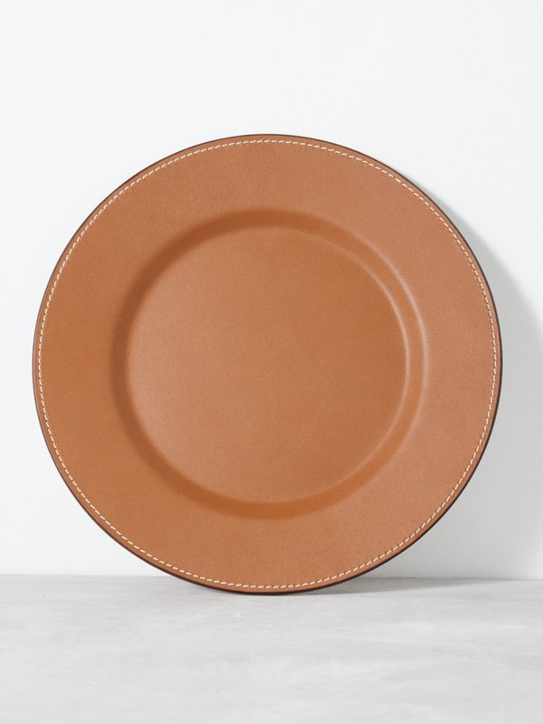 Ralph Lauren Home (Ralph Lauren) Wyatt leather and stainless-steel charger plate