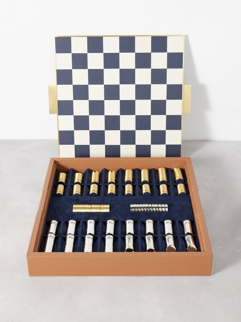Ralph Lauren Home Fowler chess and draughts leather game set