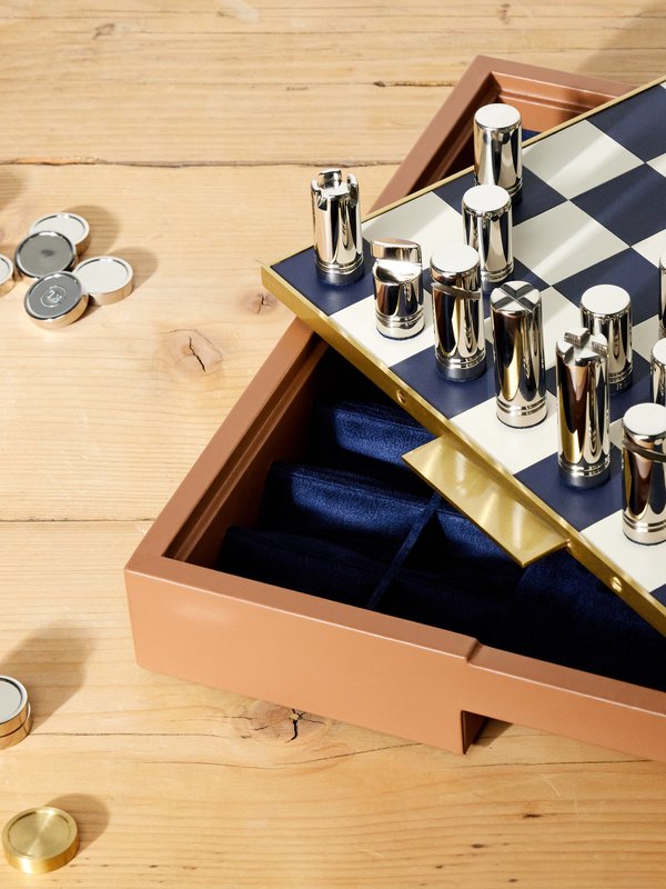 Ralph Lauren Home Fowler chess and draughts leather game set