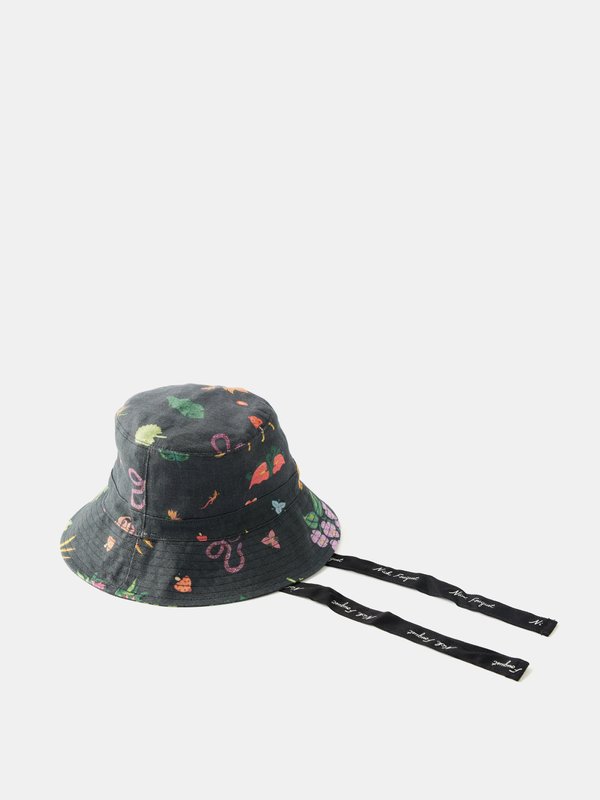 Black Jungle-print cotton-canvas bucket hat