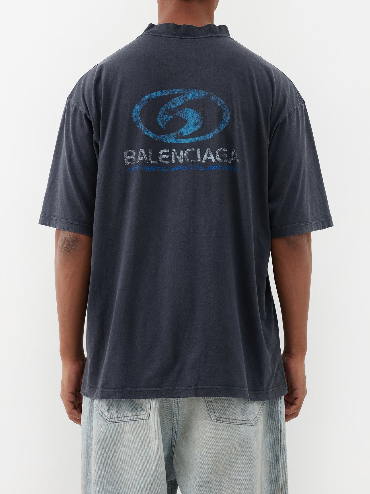 Black Oversized logo-print cotton-jersey T-shirt | Balenciaga