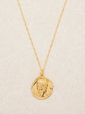 Hermina Athens Hermes coin-charm gold-vermeil necklace