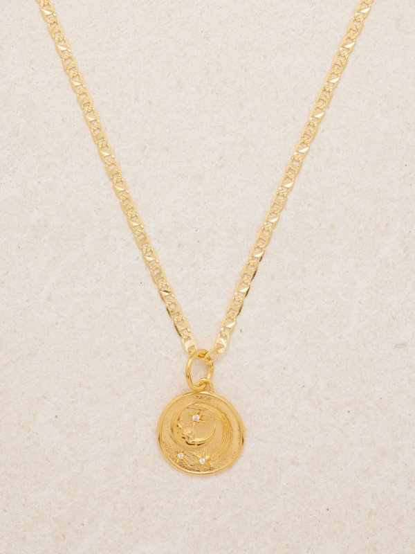 Hermina Athens Luna cubic zirconia & gold-vermeil necklace