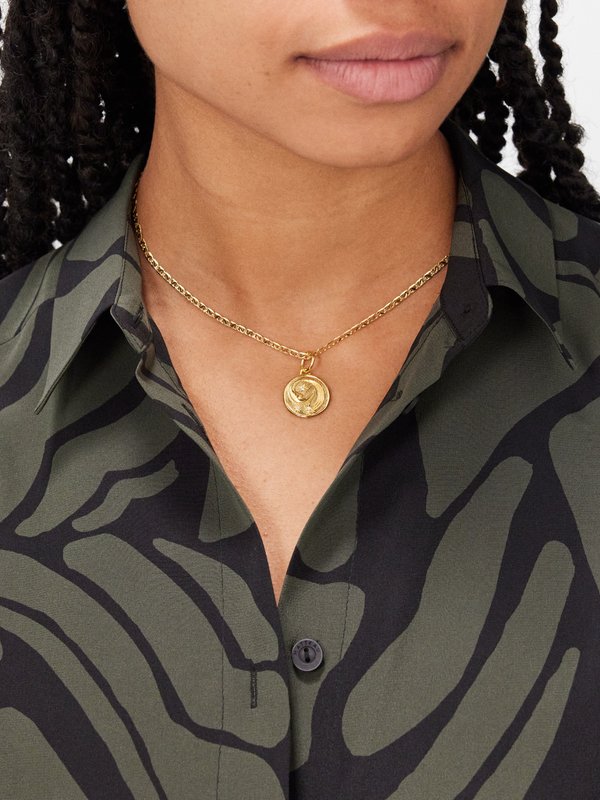 Hermina Athens Luna cubic zirconia & gold-vermeil necklace