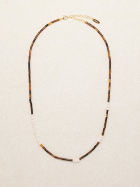 Hermina Athens Tiger eye & faux-pearl necklace