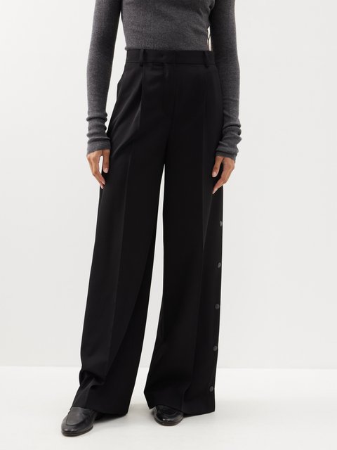 Black Crystal-embellished satin wide-leg trousers, Balenciaga